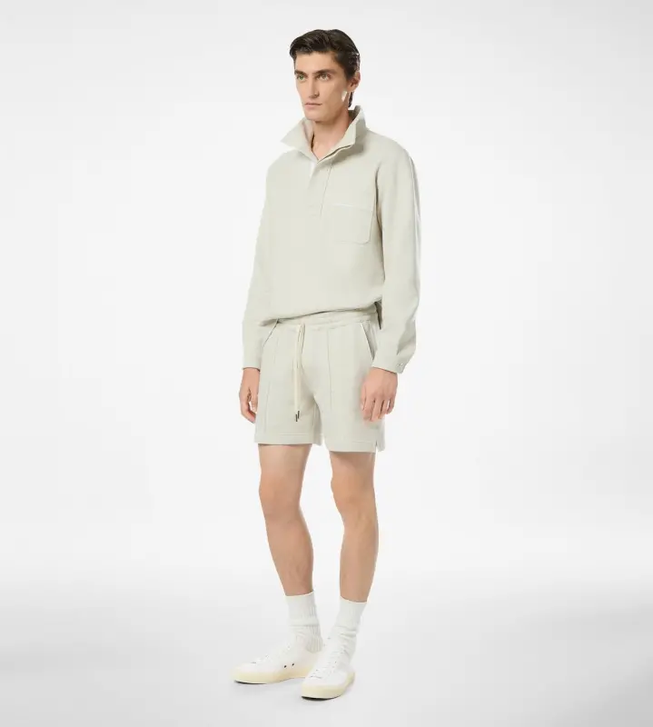 COTTON SILK CASHMERE HALF BUTTON PULLOVER MOON online